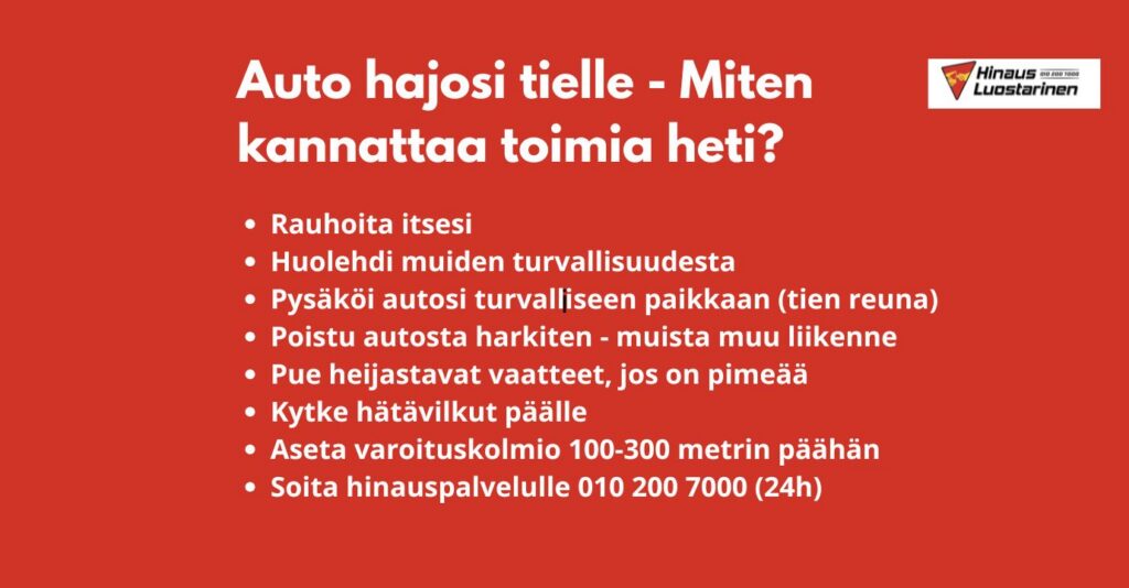 Auto hajosi tielle